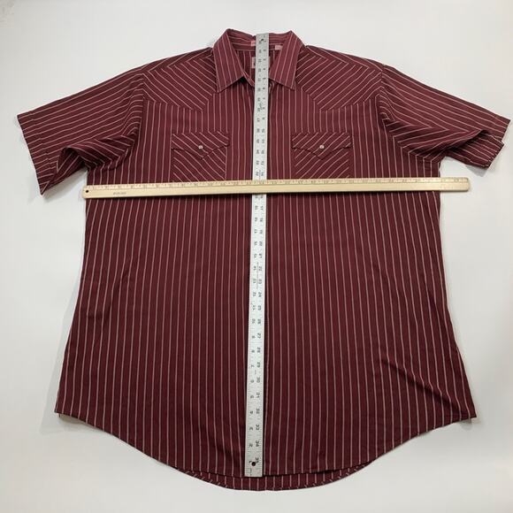 Vintage Ely Cattleman Shirt Mens 2XLT Tall Burgundy Pearl Snap Striped Western - Picture 5 of 9
